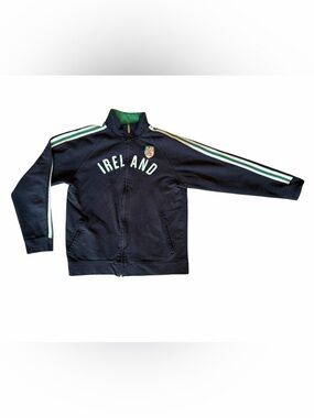 Vintage Men’s Roma Atletica Zip Up Sweatshirt with Green & White Stripes sz XL